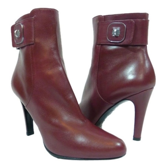 NEW Longchamp Gatsby Burgundy Leather Ankle Boot